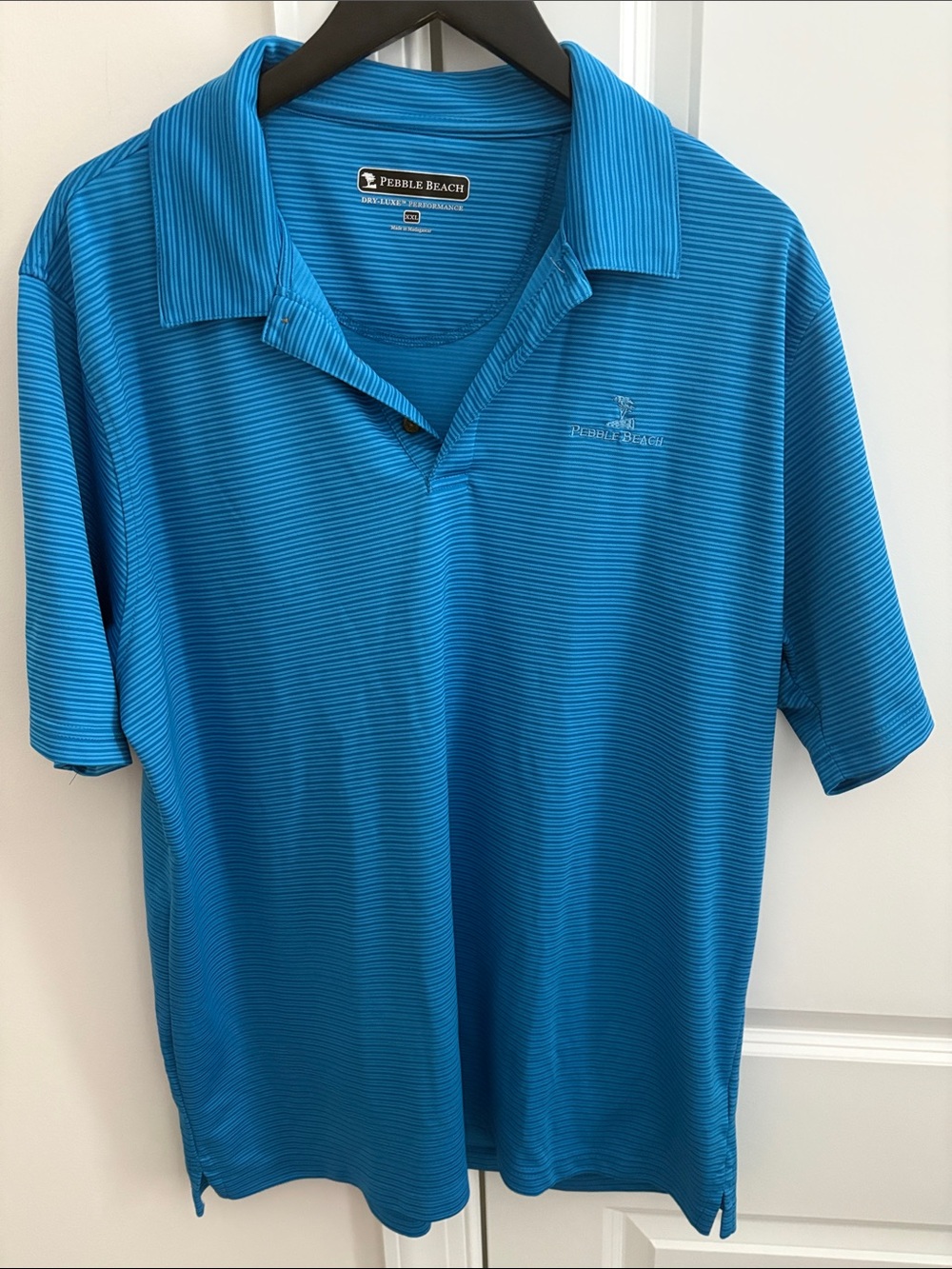 Pebble Beach Men's Turquoise Striped Performance Polo